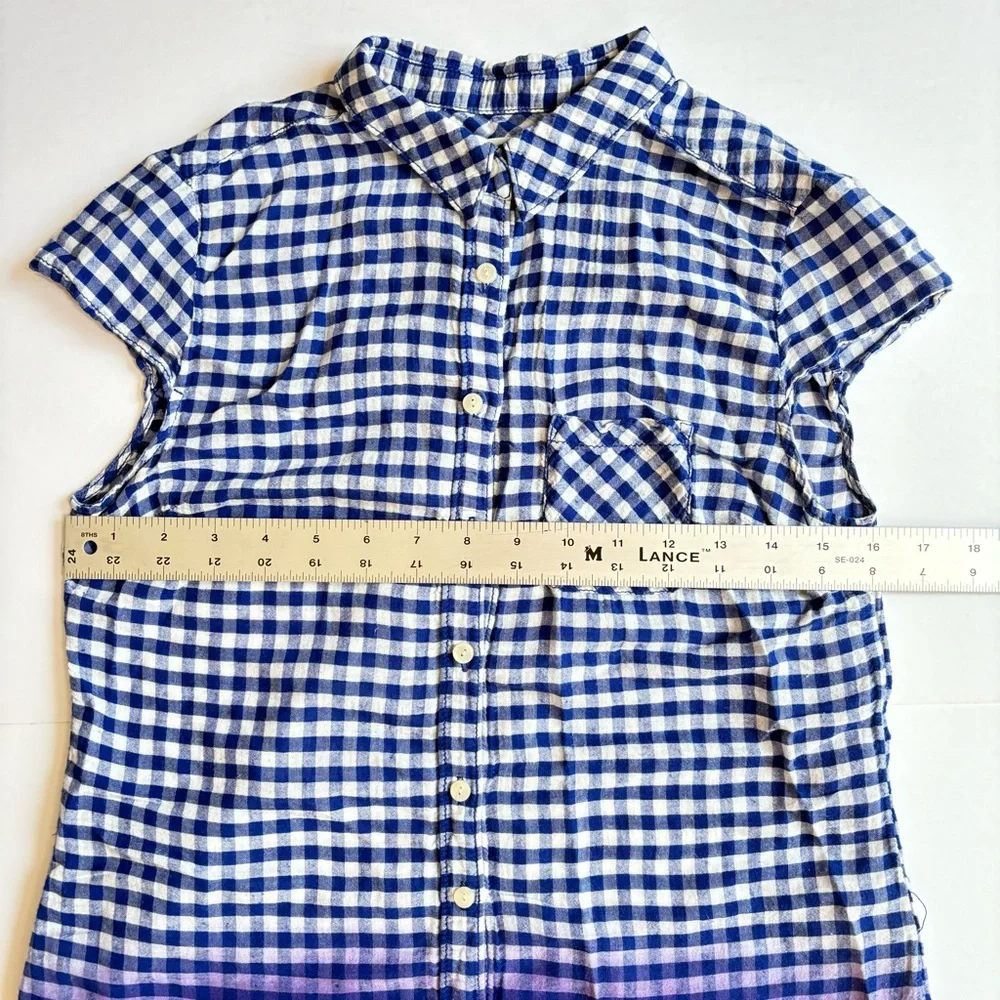 Blue and Purple Gingham Button-Up Shirt, sz 2